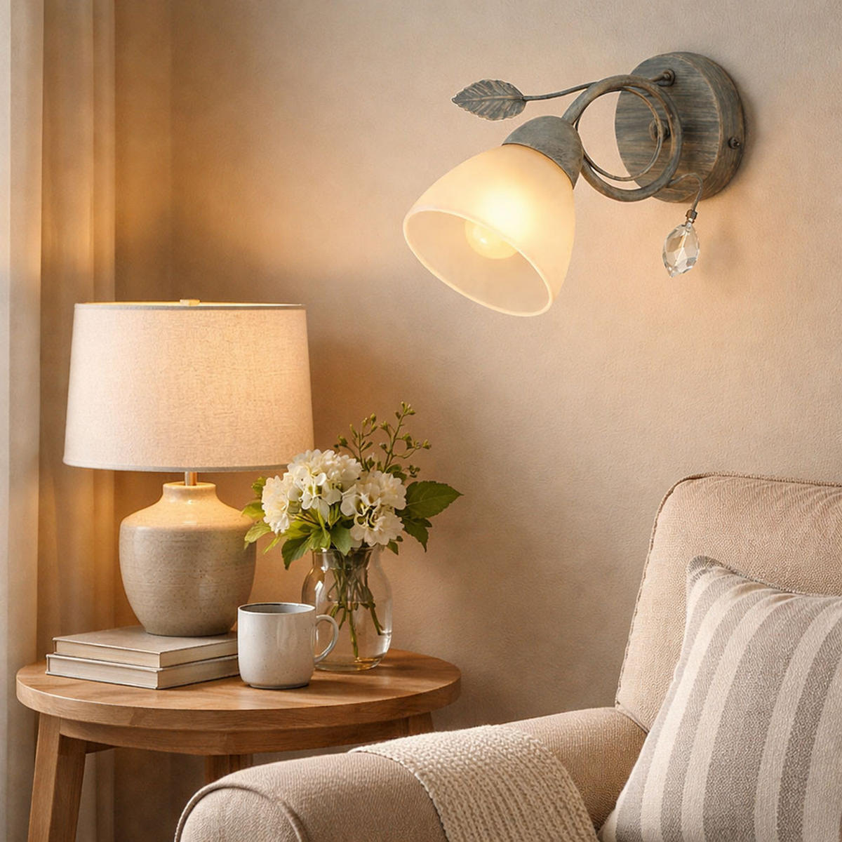 LED WANDLEUCHTE TRADITIO Grau - Grau, Glas (13/21.5/29cm)