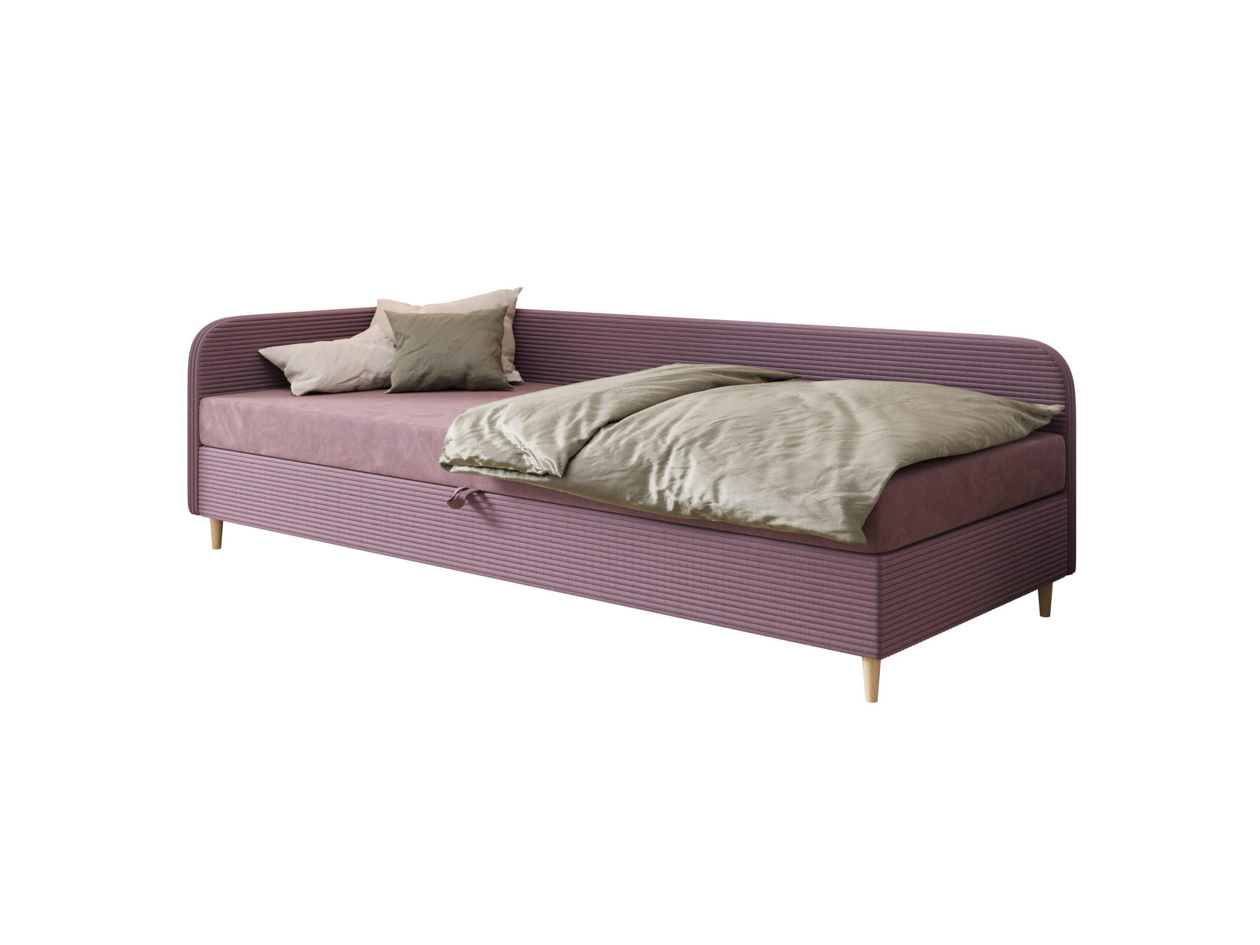 EINZELBETT aus Polyester und Cord Kobbevik Seite Links 80x200 cm, Lila - Lila, Textil (80/200cm) - Meblito