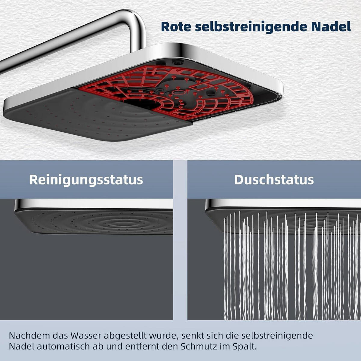 REGENBRAUSE 30 x 20 cm Schwarz mit Chromrahmen - Schwarz, Metall (20/12.7/30cm)