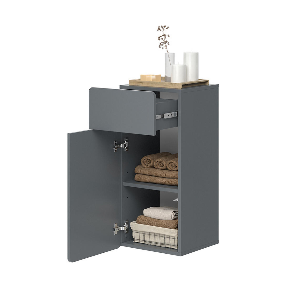 MIDISCHRANK Izan Grau 36.6 x 76.6 cm - Grau, Holzwerkstoff (36.6/76.6/32.8cm) - Vicco