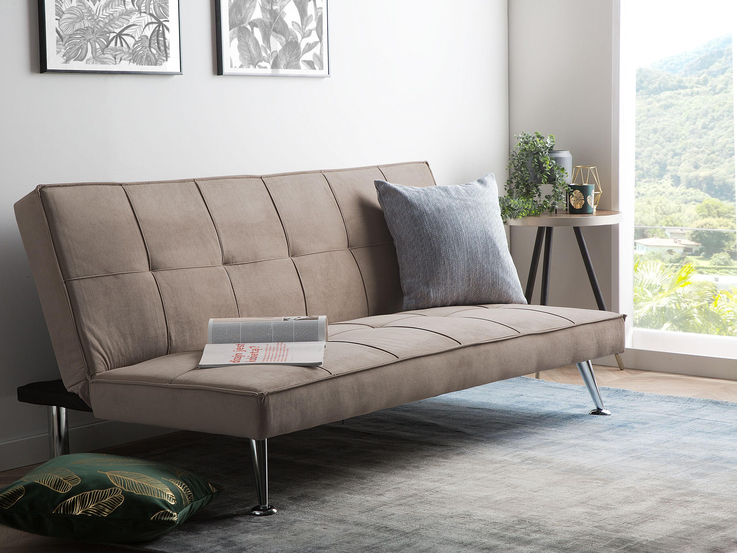 3-SITZER-SCHLAFSOFA Polyester Beige Hasle - Beige, Textil (168/75/88cm) - Beliani