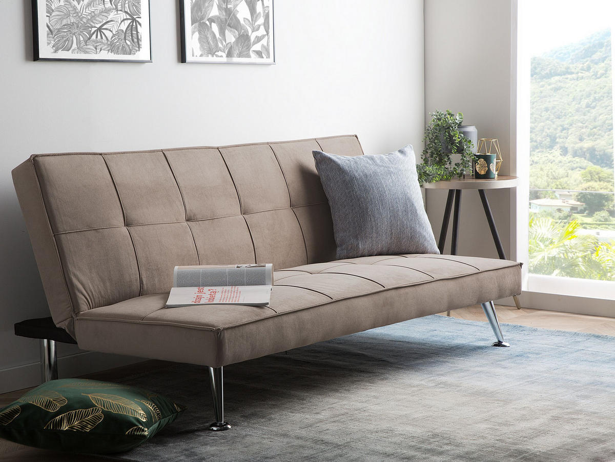 3-SITZER-SCHLAFSOFA Polyester Beige Hasle - Beige, Textil (168/75/88cm) - Beliani