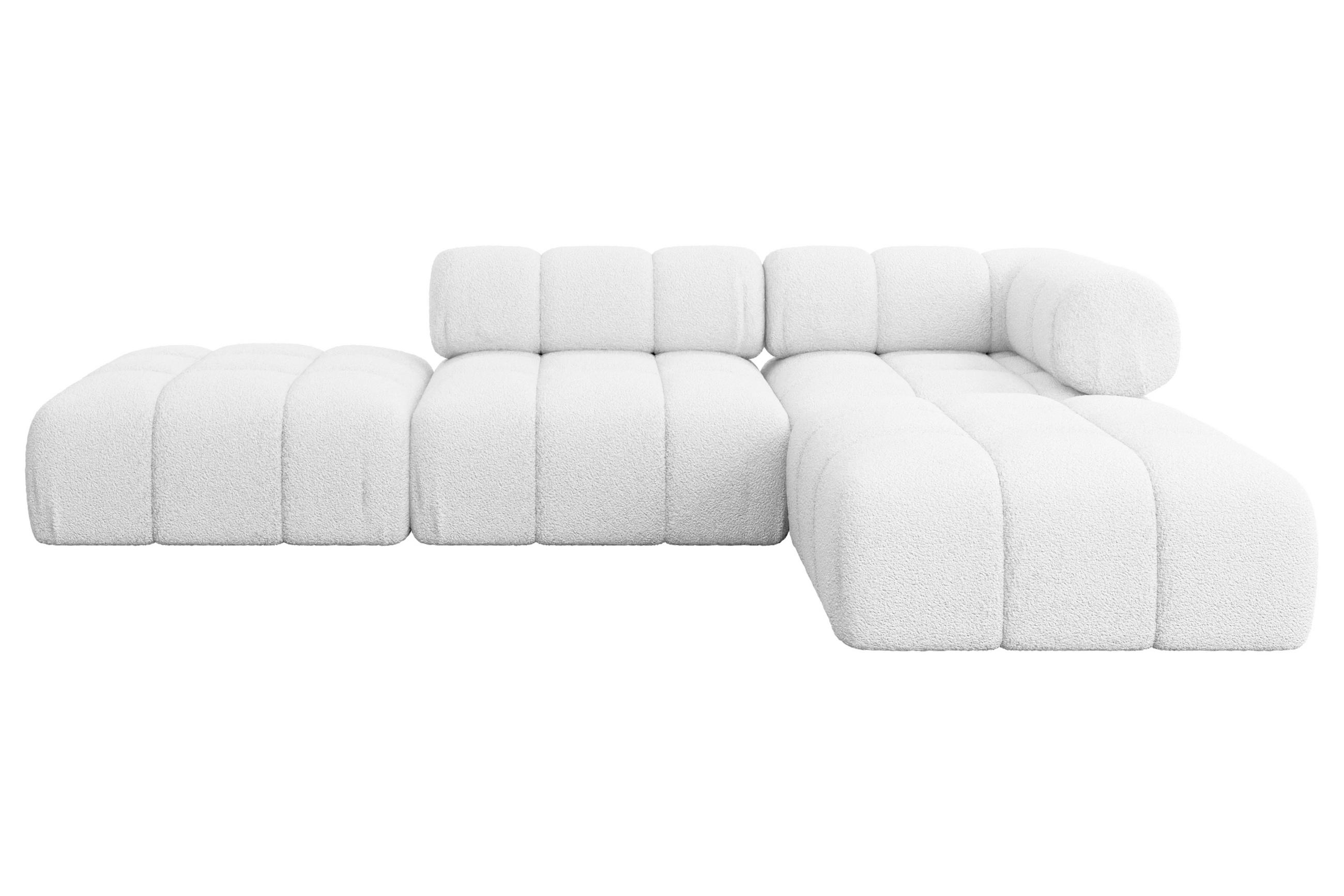 ECKSOFA modulares Sofa Kerru-L1 - 285x190x70 cm Weiß Bouclé - Weiß, Holzwerkstoff/Textil (285/190cm) - ALTDECOR