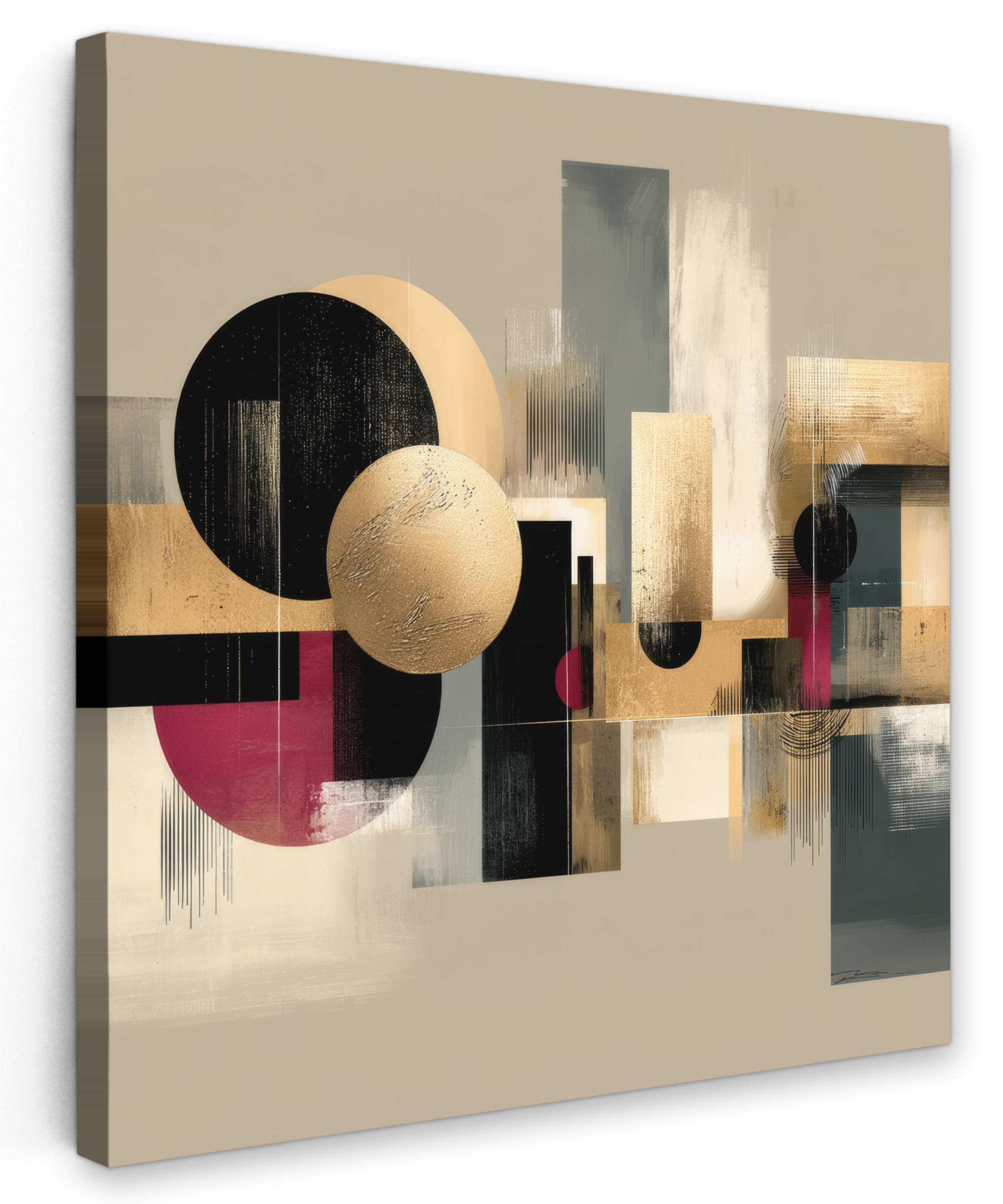 LEINWANDBILD Abstrakt - Formen - Beige - Texturen Deko Wohnzimmer 20x20 cm - Beige, Textil (20/20cm) - MuchoWow