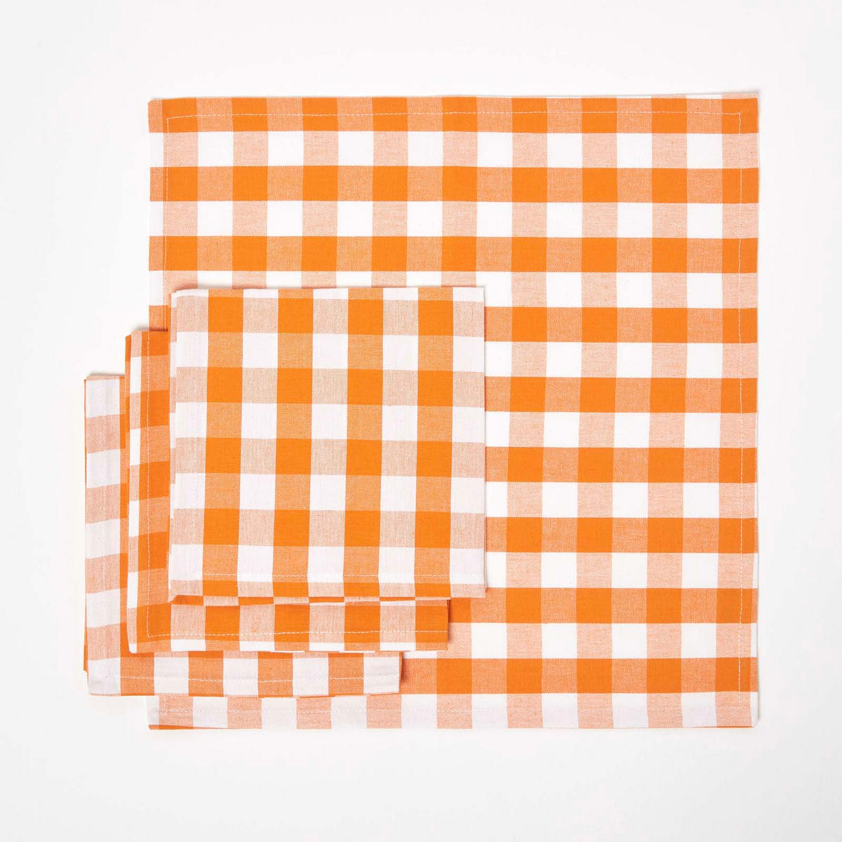 STOFFSERVIETTEN Vichy-Karo orange, 4er-Set 45/45 cm - Orange, Textil (45/45cm) - Homescapes