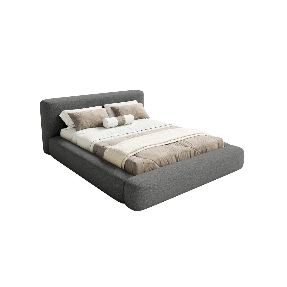 POLSTERBETT Fummo 200x200 cm, Dunkelgrau - Dunkelgrau, Textil (200/200cm) - Fedve