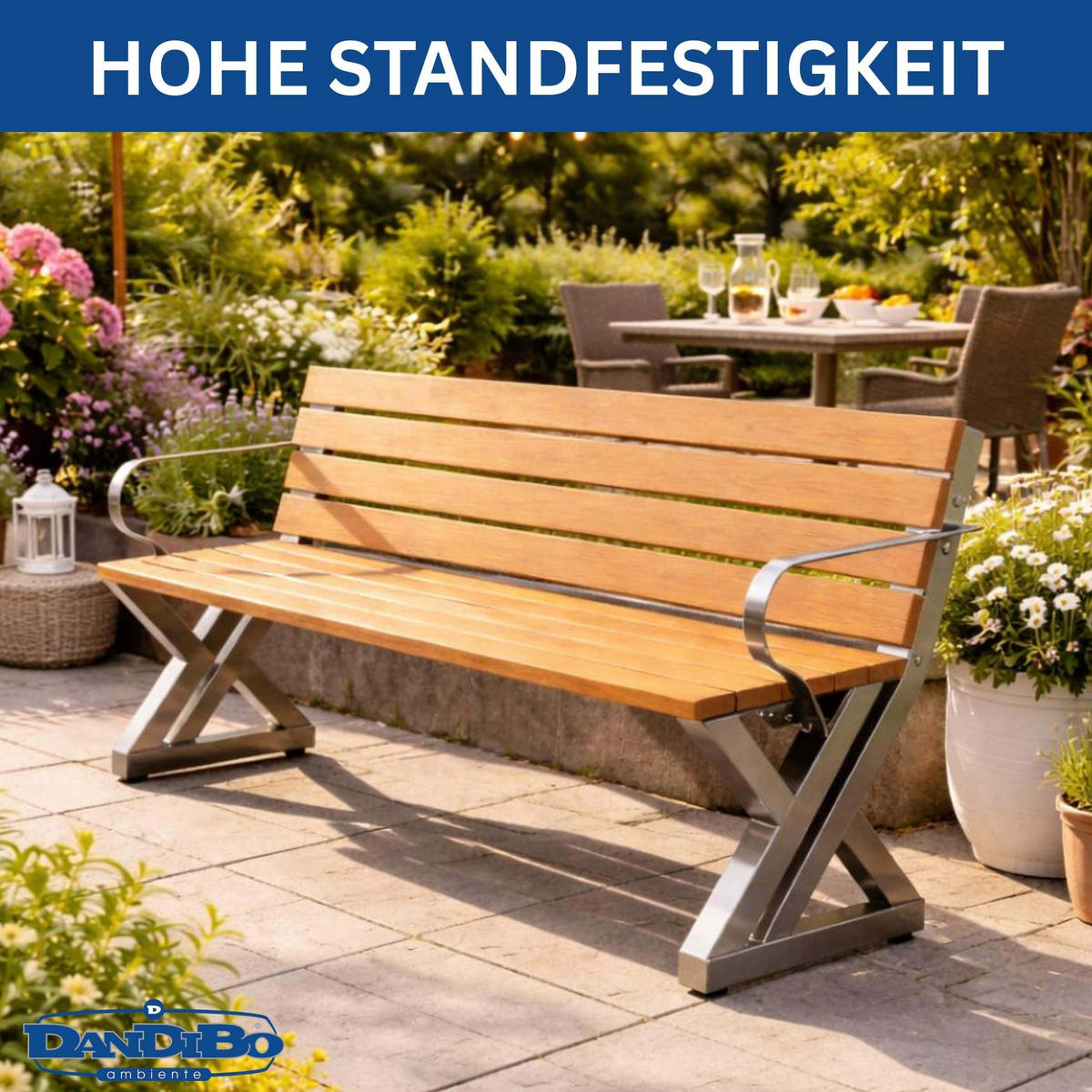 BANKGESTELL mit Lehne Edelstahl 45/75 cm - Edelstahlfarben, Metall (45/75/5cm) - DanDiBo