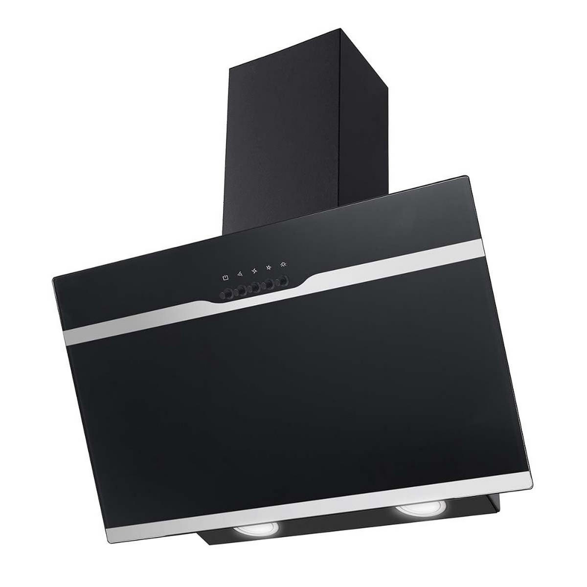 DUNSTABZUGSHAUBE Schräghaube, ENERGIEKLASSE A++, LEISE 56dB, Schwarz, Wandmontage, 60 cm - Schwarz, Metall (36.01/43.51/61.51cm) - Rolipo