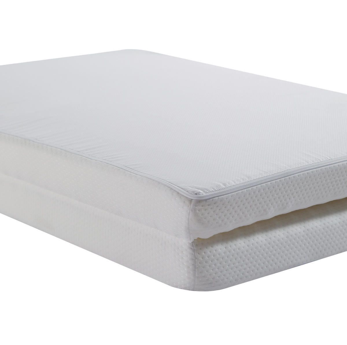 HOCHBETT 140/200 cm mit LED-Leuchten, Ablageleiter und Schreibtisch, Weiß mit Matratze - Weiß, Metall (140/200cm) - OKWISH