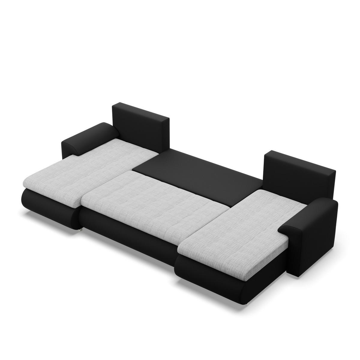 U-SOFA MIT SCHLAFFUNKTION FORESTA, Grau + Schwarz - Schwarz/Grau, Textil (302/89/159cm)