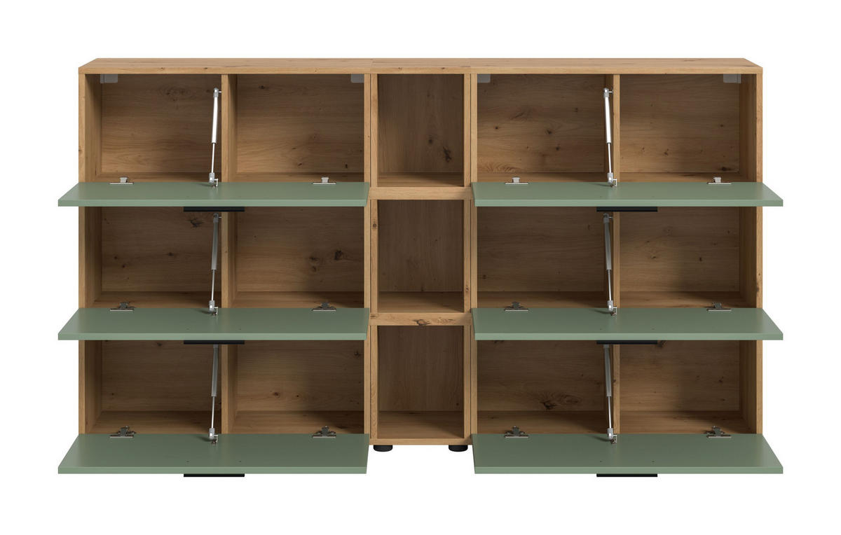 WOHNWAND The One Smoke Green 176/34/99 cm - Braun, Holzwerkstoff (176/99/34cm) - Xonox