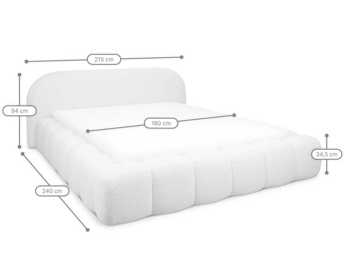 POLSTERBETT Evora 2 Hellbeige 160/200 cm Boucle mit Bettkasten - Beige, Textil/Metall (160/200cm) - wonello