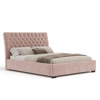 POLSTERBETT Vezzola Rosa 140/200 cm im Chenille-Stoff - Pink/Schwarz, Holz/Holzwerkstoff (140/200cm) - Maison de Reve