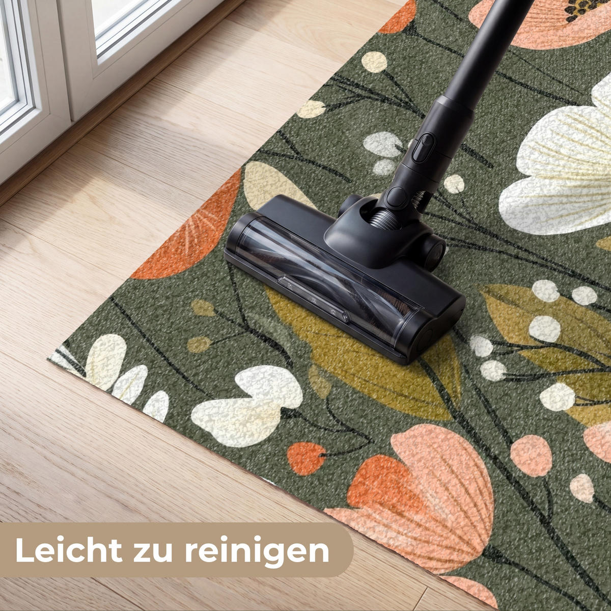 ROHOŽKA Květiny - ilustrace - zelená 120x80 cm - tmavě zelená, textil/umělá hmota (120/0.4cm) - MuchoWow
