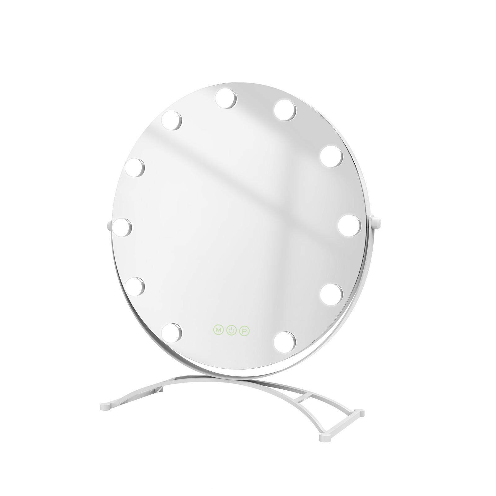 KOSMETIKSPIEGEL Rund mit Beleuchtung, Weiß, Ø50 cm - Weiß, Glas (50/6/50cm) - EMKE