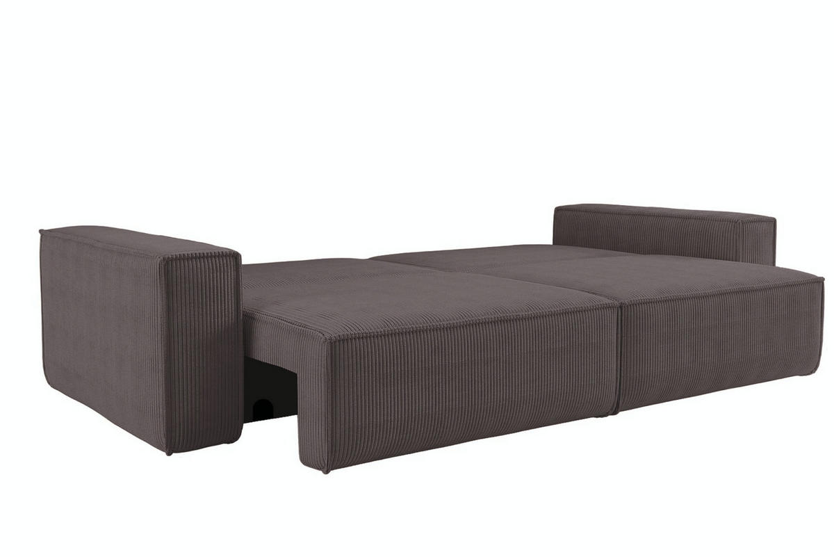 SCHLAFSOFA HUGO, Sofa mit Schlaffunktion und Bettkasten, Farbe: Dunklegrau, Cordstoff - Dunkelgrau, Textil (244/83/98cm) - VENASI MÖBEL