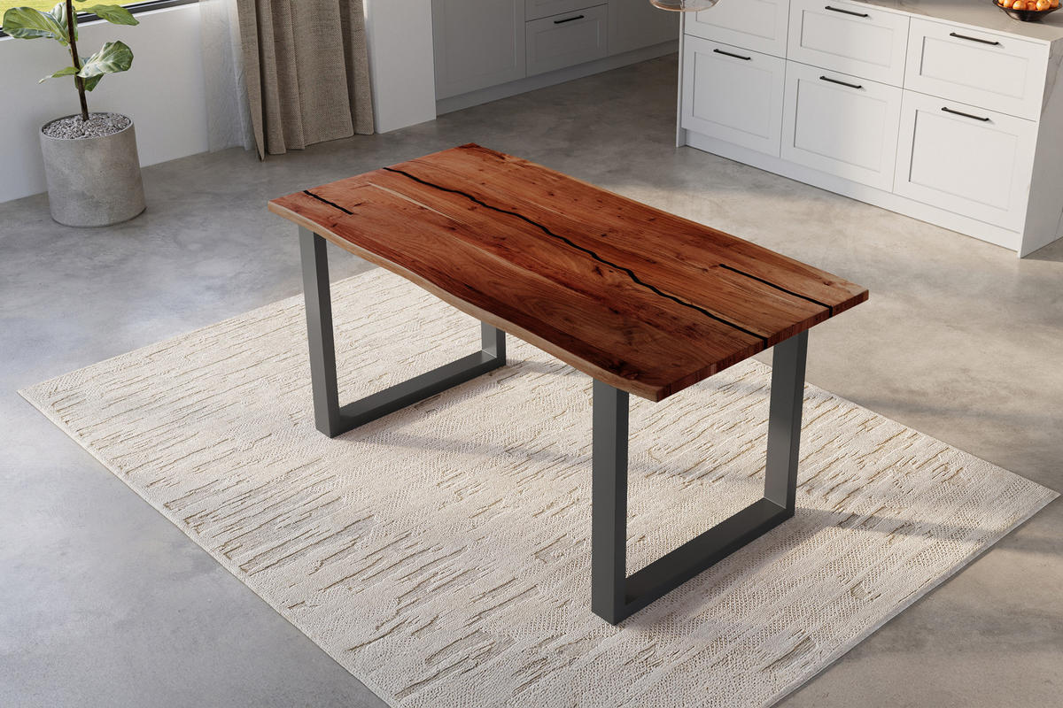 ESSTISCH POLLY - Schwarz/Braun, Holz/Metall (80/120/77cm) - SAM