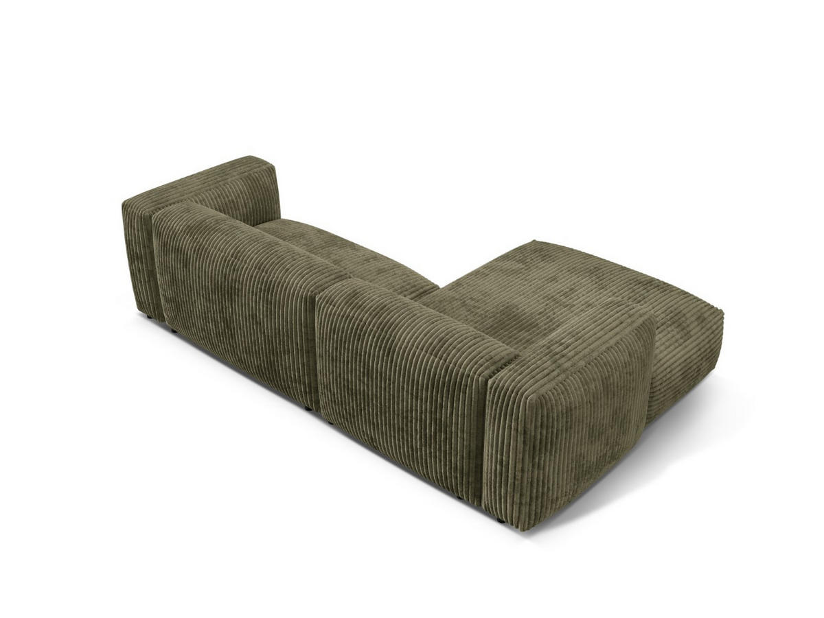 ECKSOFA modular links Martina aus Cord moosgrün 2 Sitzplätze - Salbeigrün, Textil (176/283cm) - Micadoni