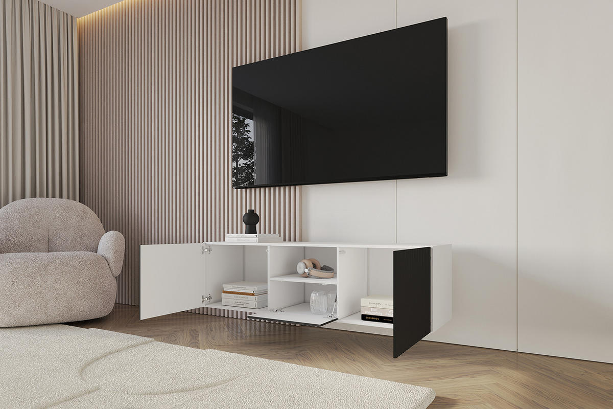 LOWBOARD NOA-2-W 140x40x41 cm - Weiß / Schwarz - Schwarz, Holzwerkstoff (140/40/41cm) - ALTDECOR