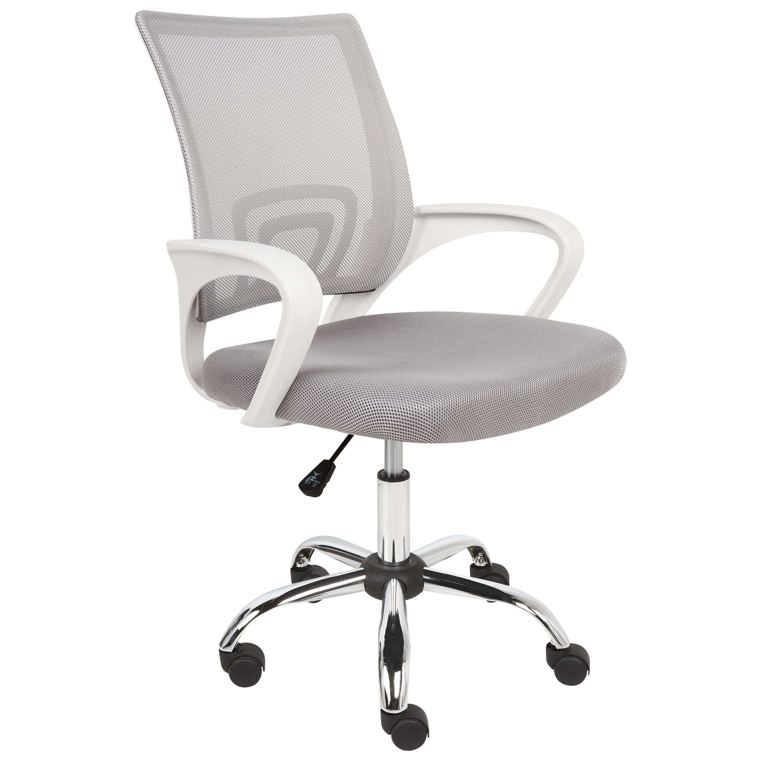BÜROSTUHL Hellgrau Solid - Silberfarben/Weiß, Textil (60/88/60cm) - Beliani