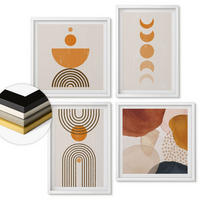 WANDBILDER 4er-Set - 50x50 cm & 40x60 cm Weißer Rahmen - Boho-minimalistische Dekorationen - Weiß, Kunststoff (50/50cm) - ArtPrintCave