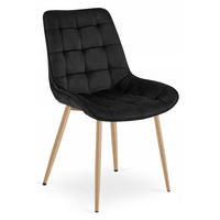 STUHL Schwarz 54x60 cm BERA Samt Beine Eiche - Schwarz, Kunststoff (54/52/60cm)