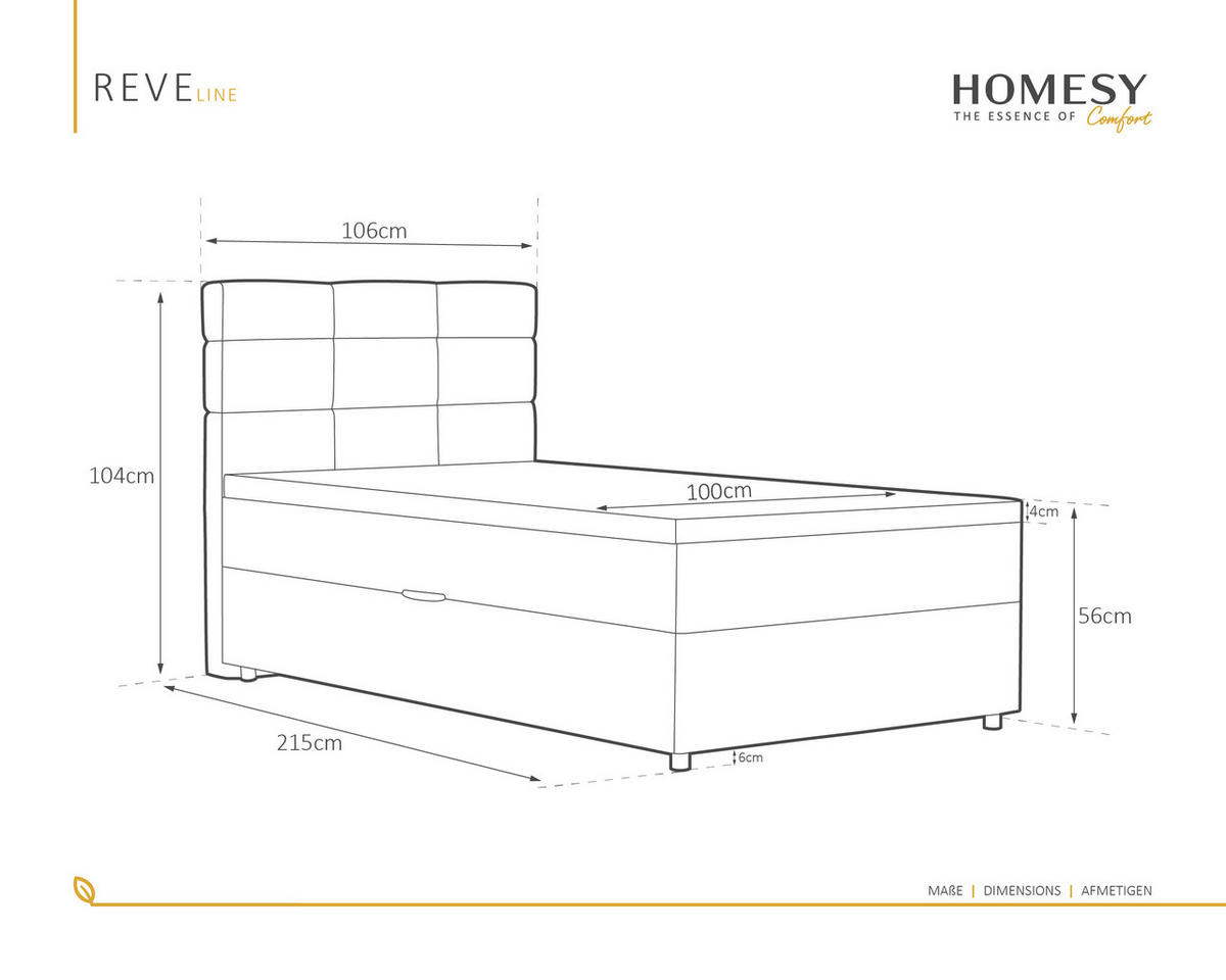 BOXBETT Reve 100 x 200 cm mit Bettkasten und Lattenrost ohne matratze - hellgrau - Hellgrau, Holz (100/200cm) - Homesy
