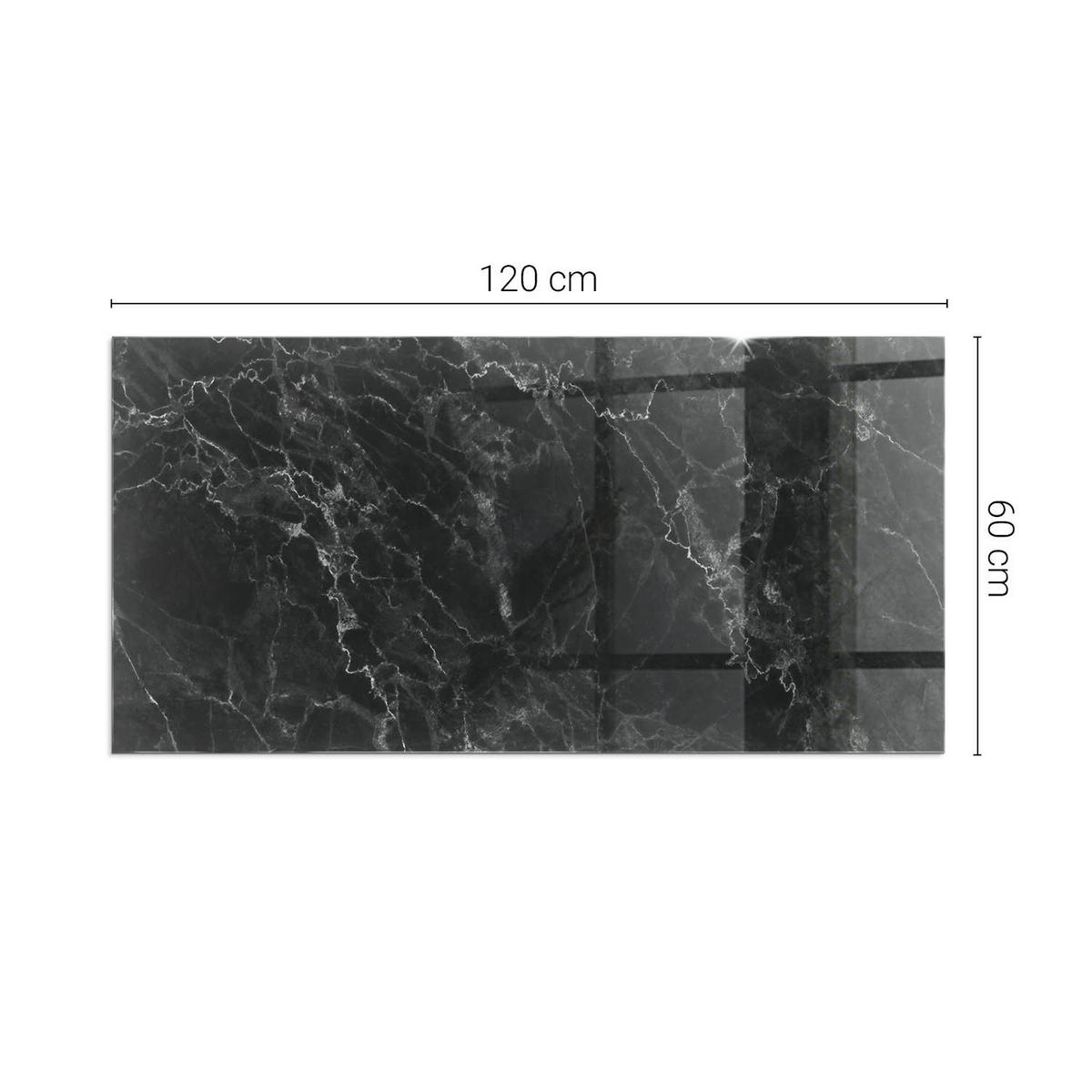 GLASPLATTE für Kamin 120x60 cm Schwarz - Schwarz, Glas (120/60/0.4cm) - ArtPrintCave