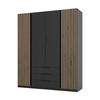 DREHTÜRENSCHRANK CAGLIARI 200/239/61,9cm 4-türig Schwarz - Schwarz, Holzwerkstoff (200/239/61.9cm) - MASSENO