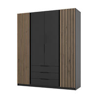 DREHTÜRENSCHRANK CAGLIARI 200/239/61,9cm 4-türig Schwarz - Schwarz, Holzwerkstoff (200/239/61.9cm) - MASSENO