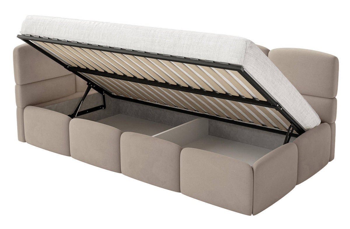 ŠTUDENTSKÁ POSTEĽ Cloudy béžová 90x200 cm, záhlavie vľavo, zamat - čierna/béžová, textil/plast (90/200cm) - Selsey
