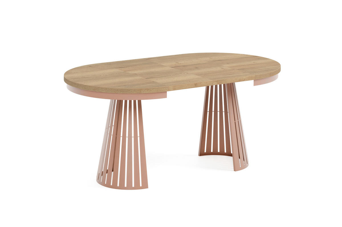 ESSTISCH Cone Bis - Hellbraun/Kupferfarben, Holzwerkstoff/Metall (100/100/76cm) - Meblini