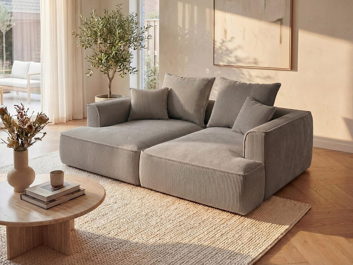 SOFA - 3 Personen - samt - taupe Pineta - Taupe, Textil (230/67/180cm) - Vente-Unique