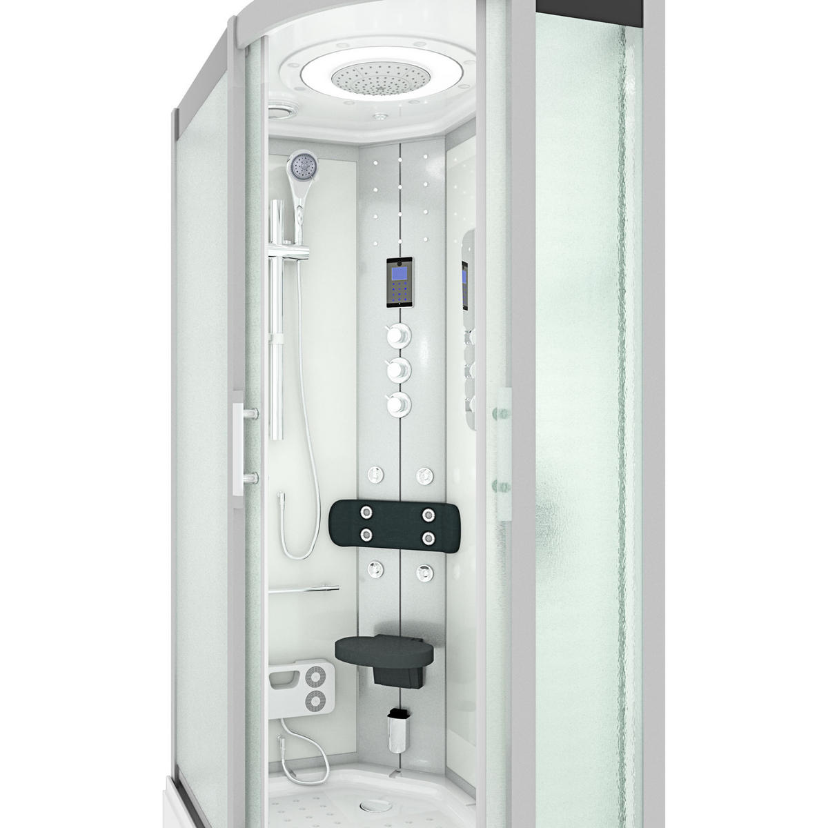 DUSCHE DampfduscheD60-70M3R-EC Weiß 80x120 - Weiß, Glas/Kunststoff (80/120/215cm) - AcquaVapore by Sandra Jentho