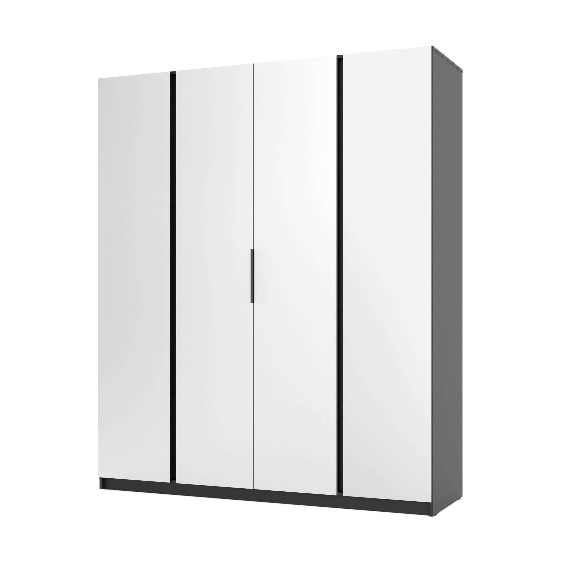 AX Living Kleiderschrank Schwarz, Eiche 200x239x61.9 cm