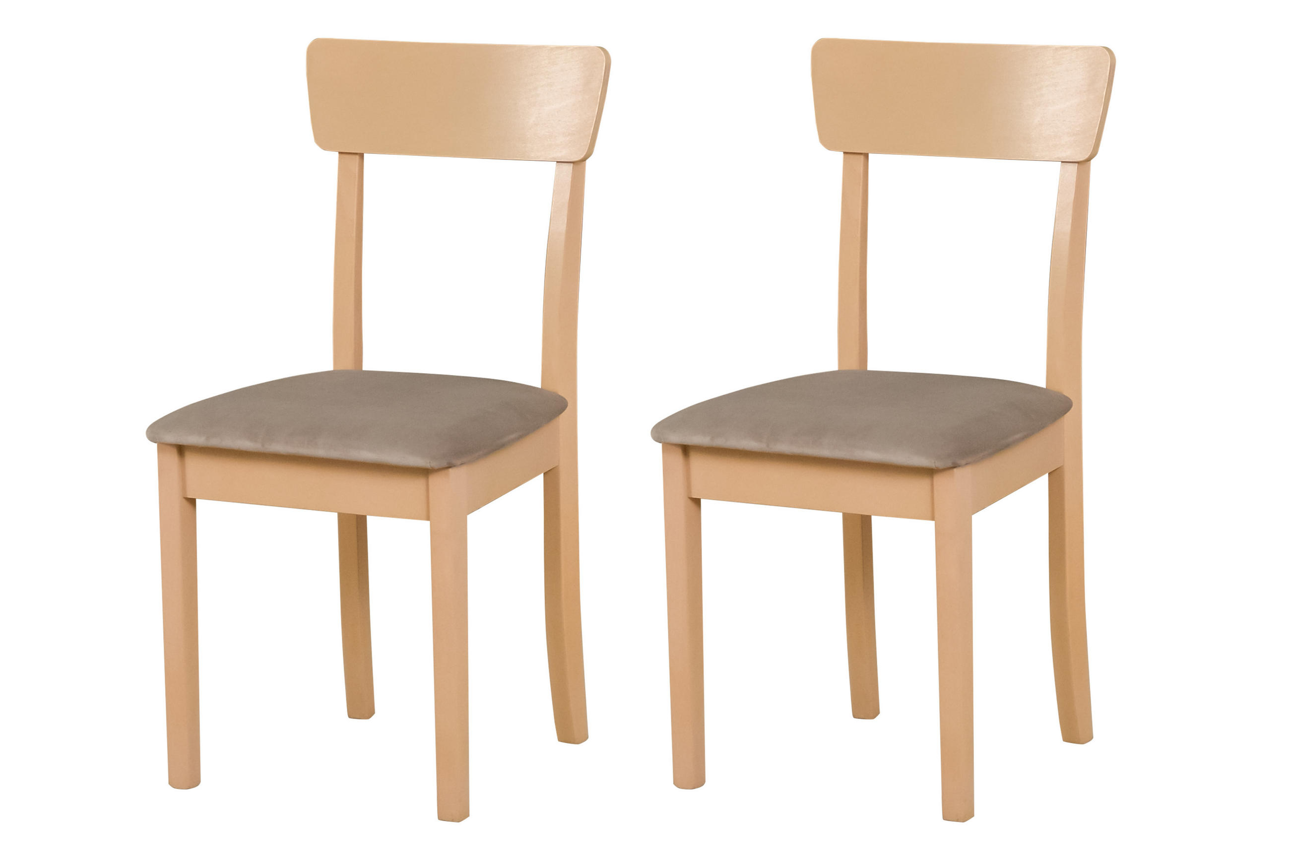 STUHL Hugo 1 (2er Set) - Beige/Sonoma Eiche, Holz (43/86/40cm) - Leaf Design