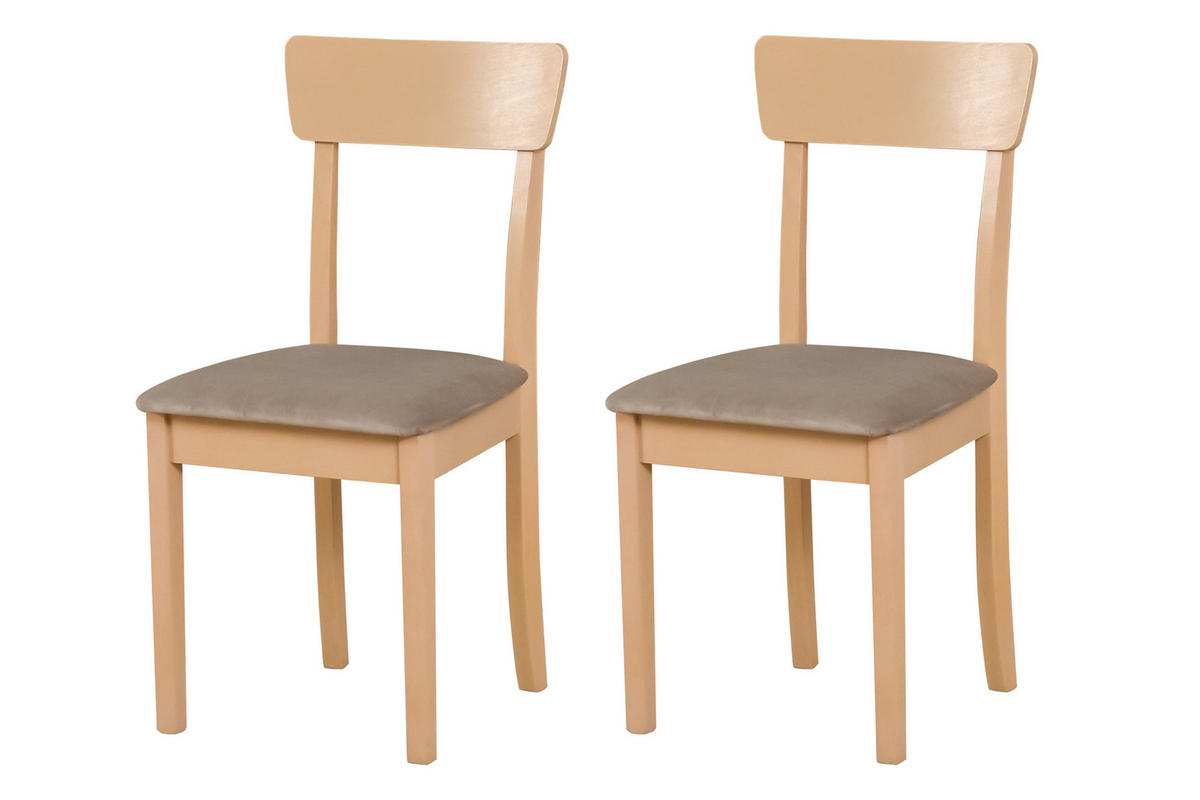 STUHL Hugo 1 (2er Set) - Beige/Sonoma Eiche, Holz (43/86/40cm) - Leaf Design