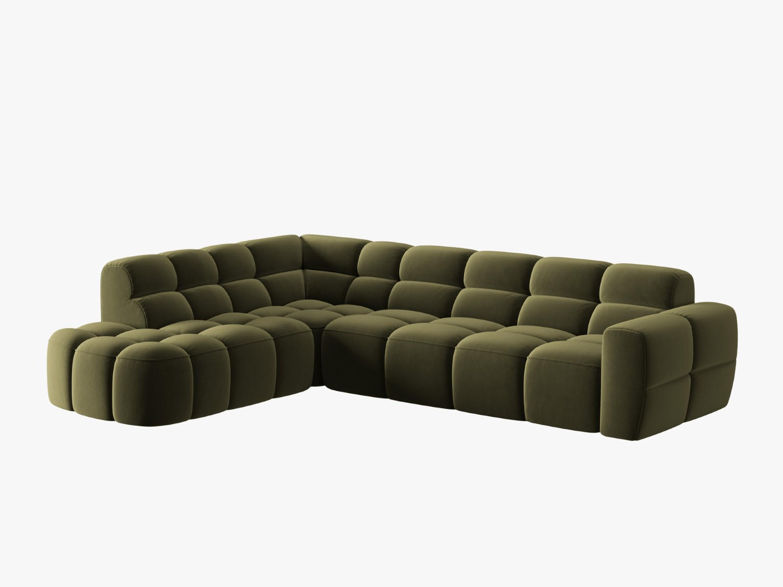 ECKSOFA links Lisa aus Samt hellgrün 5 Sitzplätze - Hellgrün, Textil (234/293cm) - Micadoni