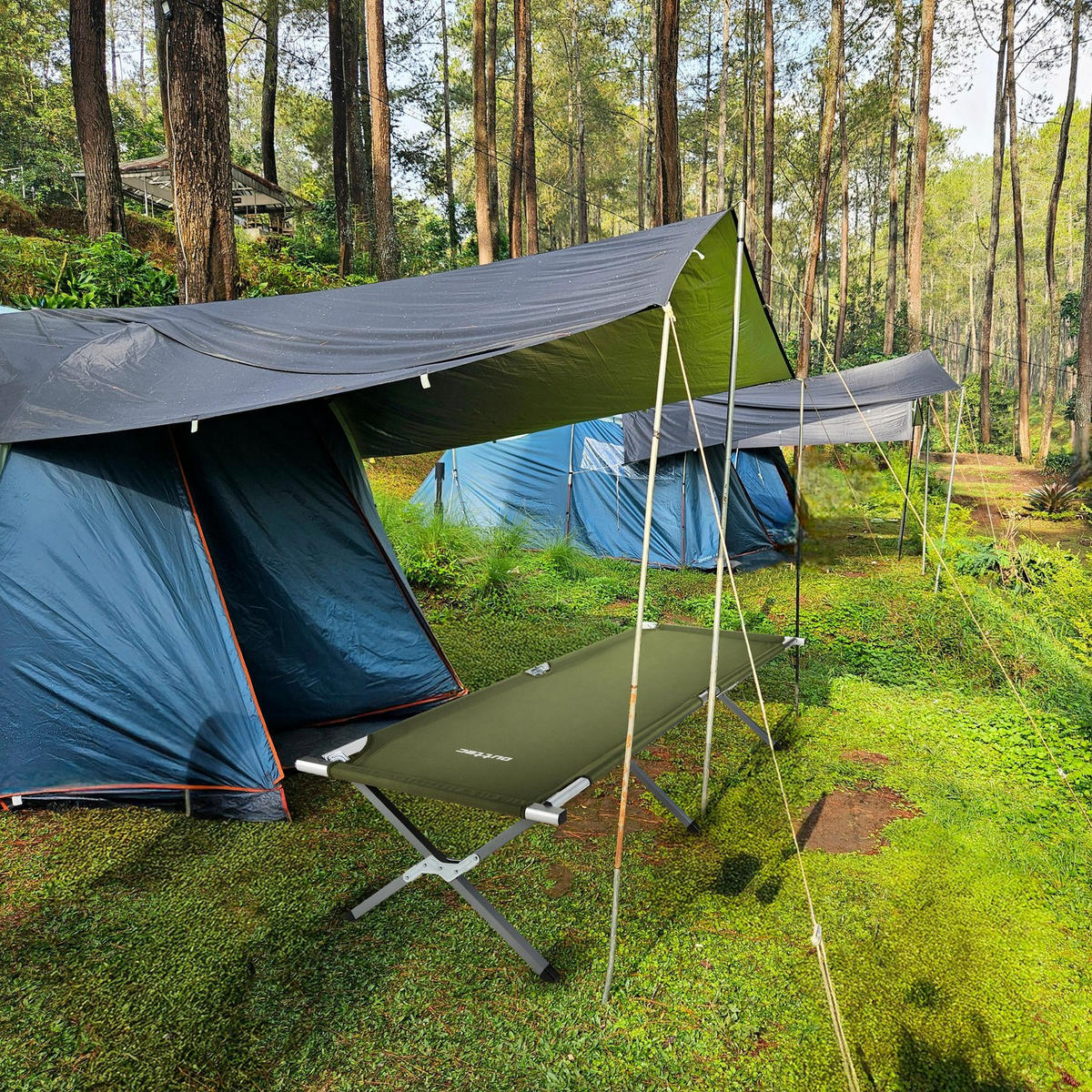 CAMPINGBETT 203/62/45 cm - Olivgrün, Metall (62/45/202cm) - Outtec
