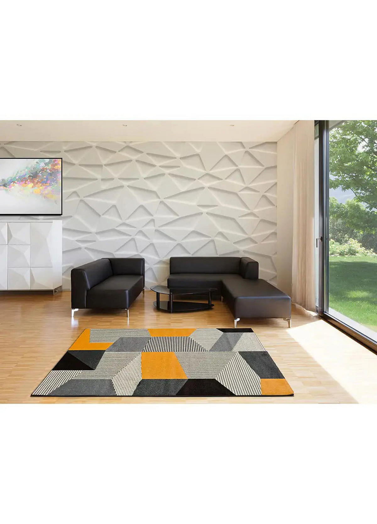 WEBTEPPICH Grau Leo 140/200 cm - Dunkelgelb/Grau, Naturmaterialien/Textil (140/200cm) - Atticgo