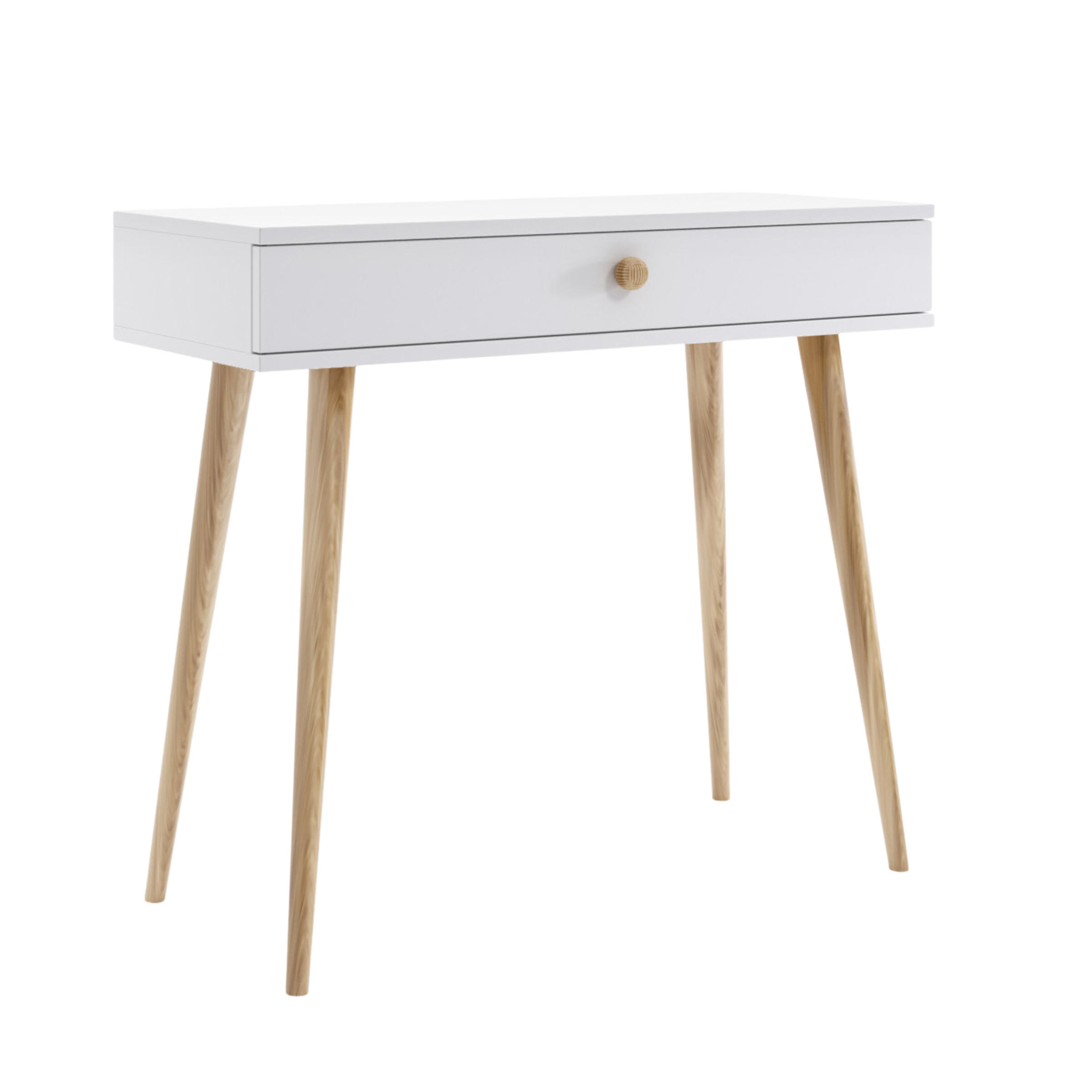 KONSOLE NATURA, 90 cm, Weiß Matt, mit 1 Schublade - Weiß, Holz (90/80/31cm) - Excellent Home