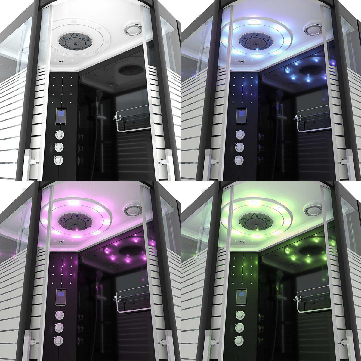 DAMPFDUSCHE Sauna Duschkabine D30-73M3R-EC 80x120 cm - Schwarz, Glas/Kunststoff (80/120/215cm) - AcquaVapore by Sandra Jentho