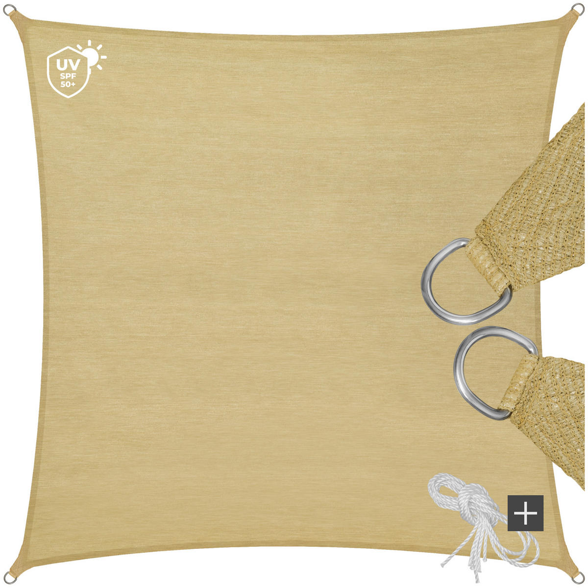 SONNENSEGEL ,inklusive Spannseile,beige - Beige, Kunststoff (300/300cm) - tectake