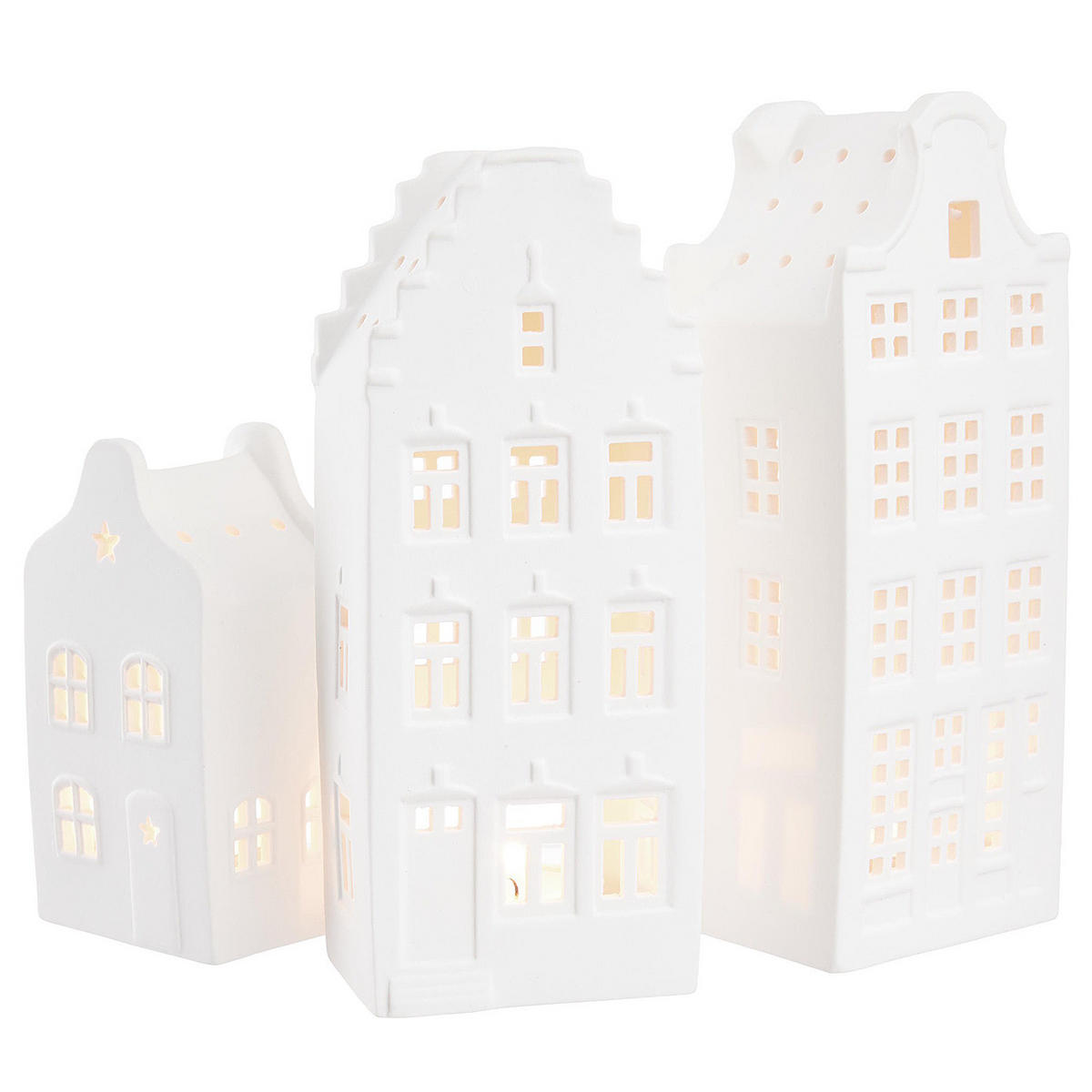 TEELICHTHAUS Amsterdam - Weiß, Keramik (5/11/6cm) - Butlers