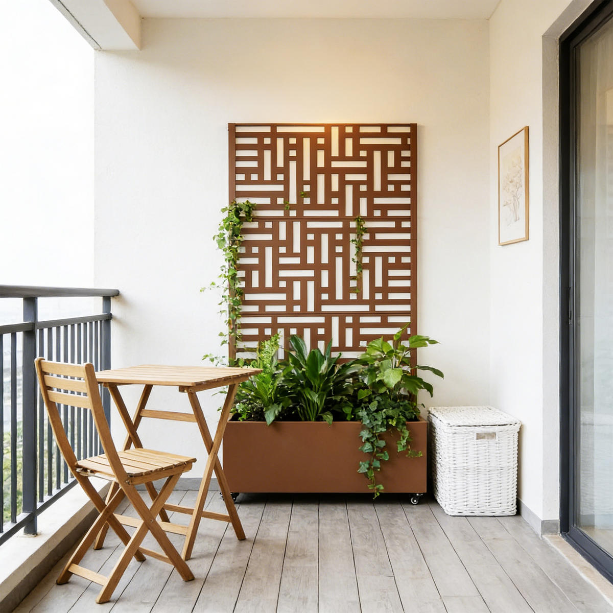 BLUMENKASTEN mit Trennwand Bernalda - Braun, Metall (120/186/40cm) - casa.pro