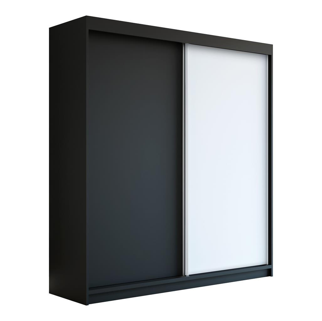 SCHWEBETÜRENSCHRANK 120 CM PAX Farbe: Schwarz / schwarz / weiß - Schwarz/Weiß, Holzwerkstoff (120/215/59.5cm) - A&J MöbelLand