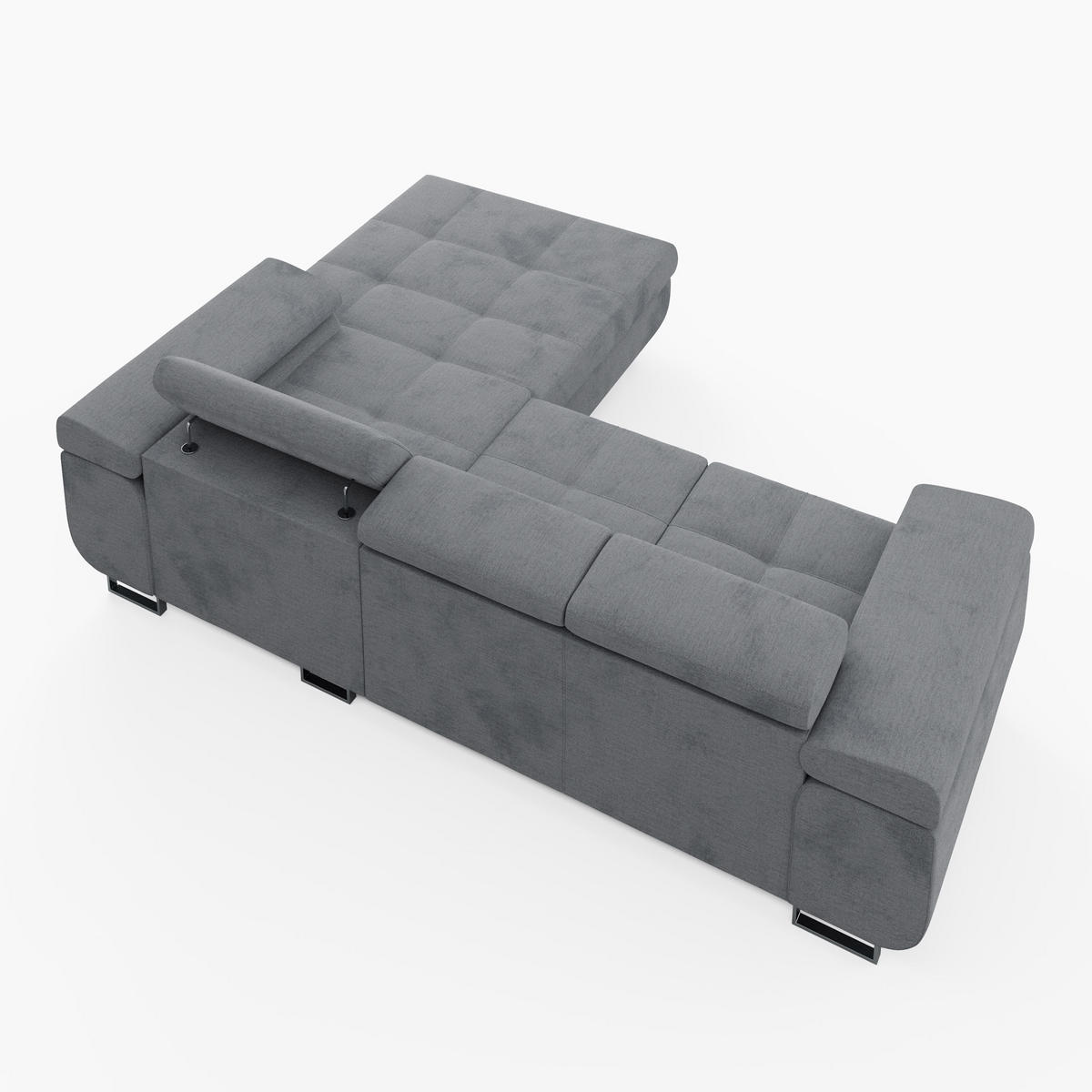 ECKSOFA VEMO CORE Rechts Dunkelbraun Velours-Stoff mit Schlaffunktion und Bettkasten - Dunkelbraun, Holz/Metall (280/205cm) - Barchello