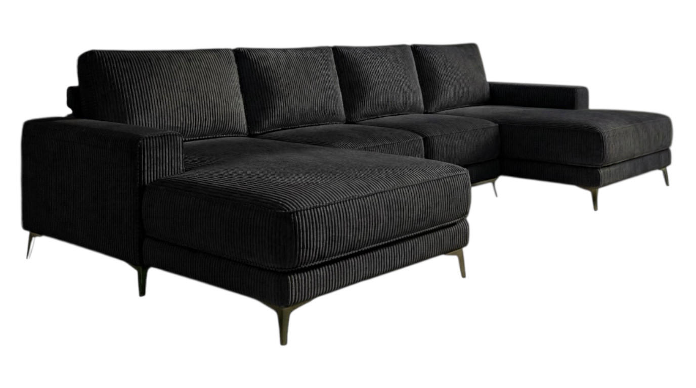 ECKSOFA VALTOR 320 cm x 185 cm – Stoff: ZOOM 23 Farbe: Schwarz - Schwarz, Textil (320/185cm) - A&J MöbelLand