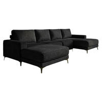 ECKSOFA VALTOR 320 cm x 185 cm – Stoff: ZOOM 23 Farbe: Schwarz - Schwarz, Textil (320/185cm) - A&J MöbelLand