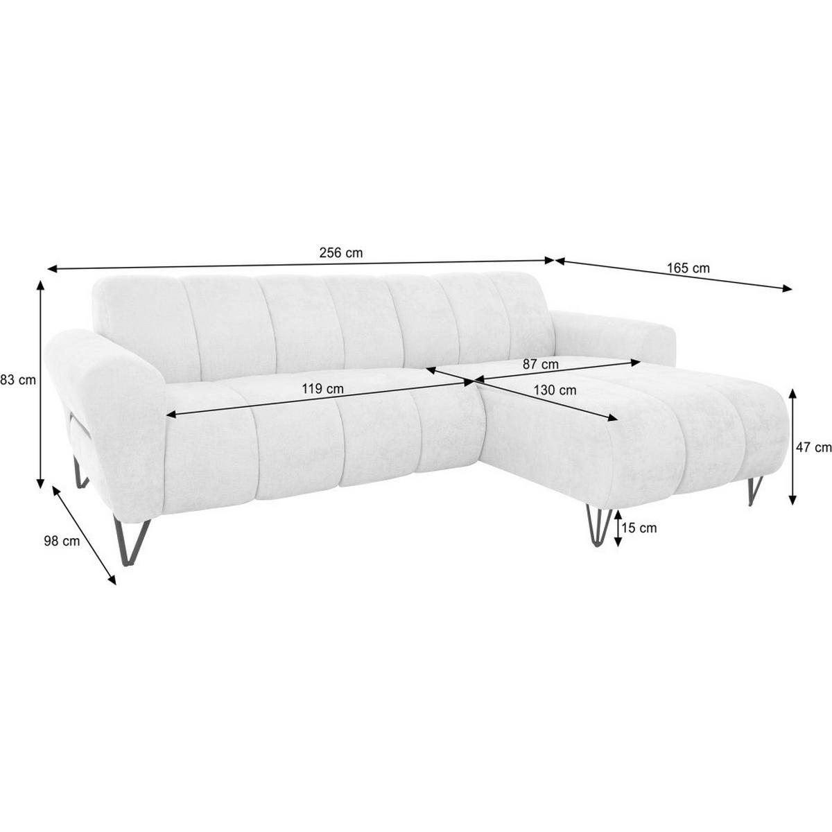 ECKSOFA Volare Mini ohne Schlaffunktion cappuccino rechts, Storm-Stoff - Schwarz/Cappuccino, Textil/Metall (256/165cm) - Beautysofa